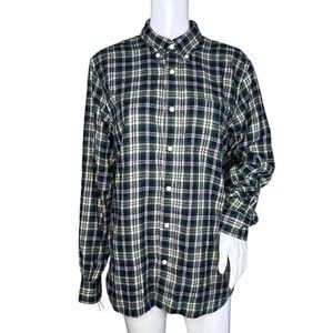 Brandy Melville Shirt Womens Large Green Plaid Flannel Casual Campcore Cabincore